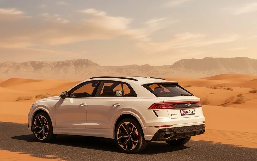 Audi RsQ8 2021 White rear view showing taillights