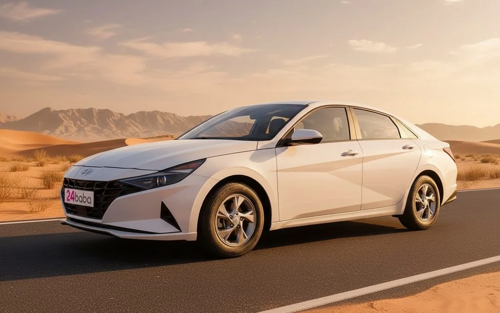 Hyundai Elantra 2021 White side profile – rental in Dubai