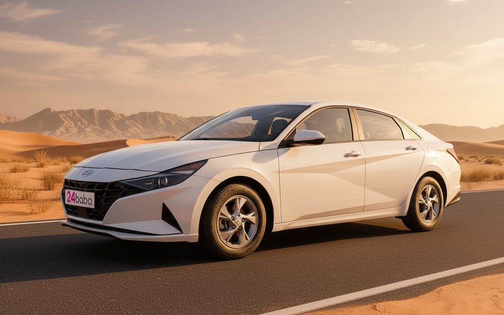 Hyundai Elantra 2021 White side profile – rental in Dubai