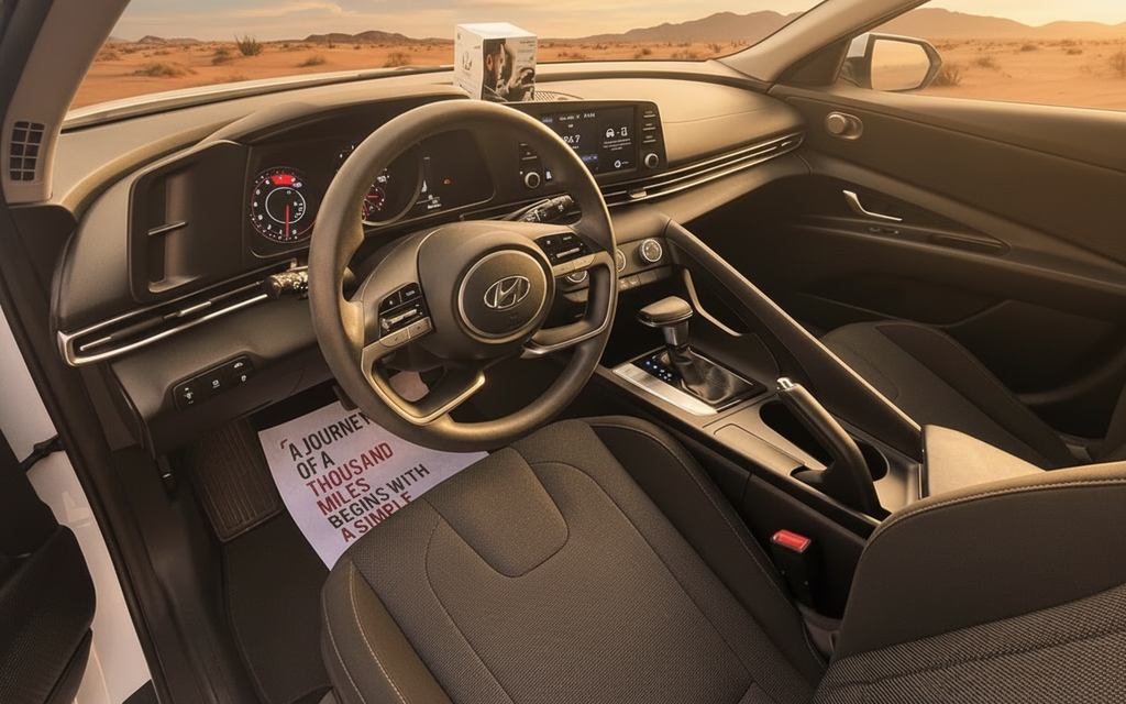 Hyundai Elantra 2021 interior view showing trim – rental in Dubai