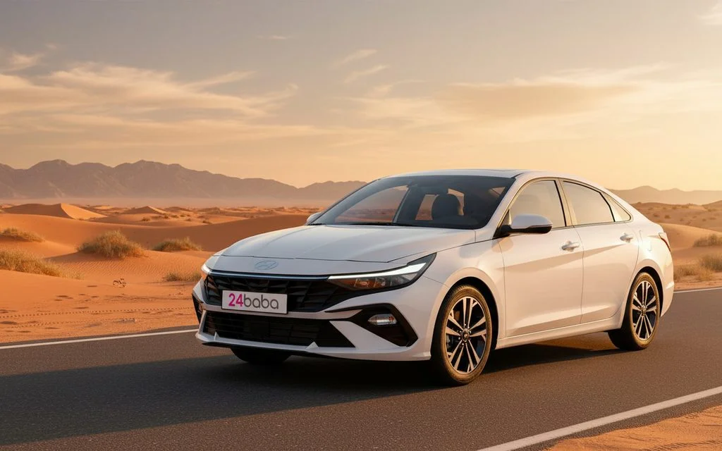 Hyundai Elantra 2024 White side profile – rental in Dubai