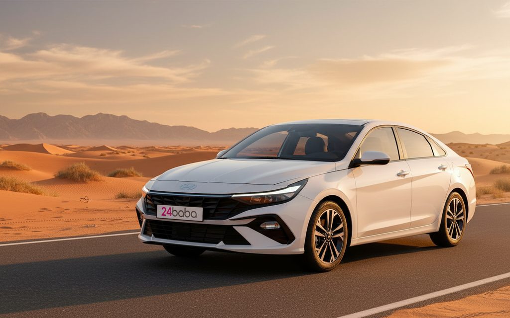 Hyundai Elantra 2024 White side profile – rental in Dubai