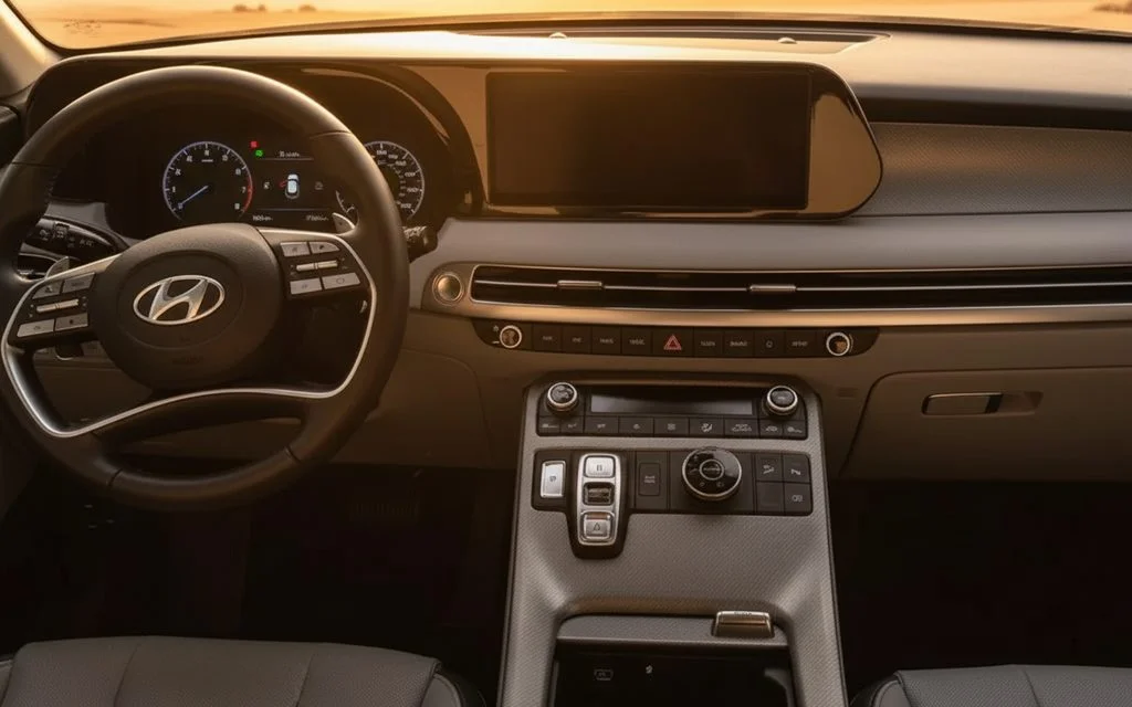 Hyundai Palisade 2023 dashboard and infotainment – rental in Dubai
