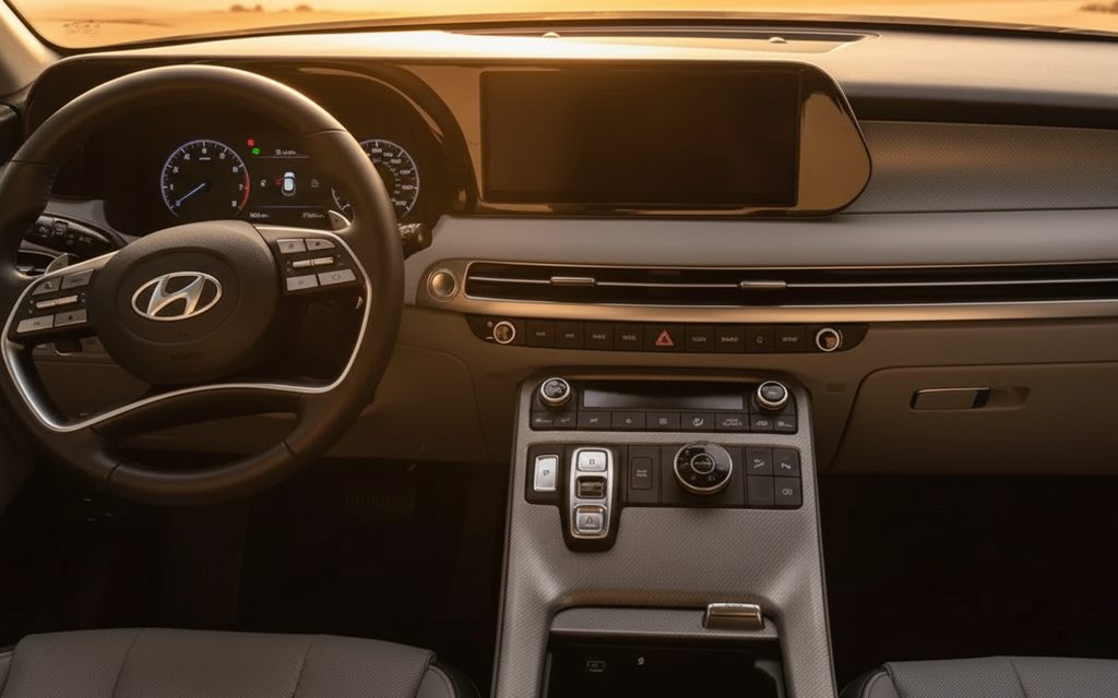 Hyundai Palisade 2023 dashboard and infotainment – rental in Dubai