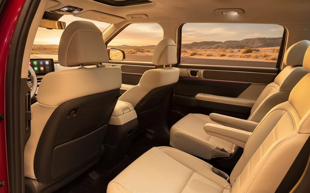 Hyundai SantaFe 2024 leather seats and cabin – rental in Dubai