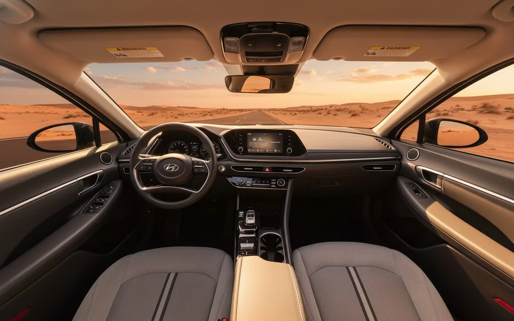 Hyundai Sonata 2020 interior view showing trim – rental in Dubai