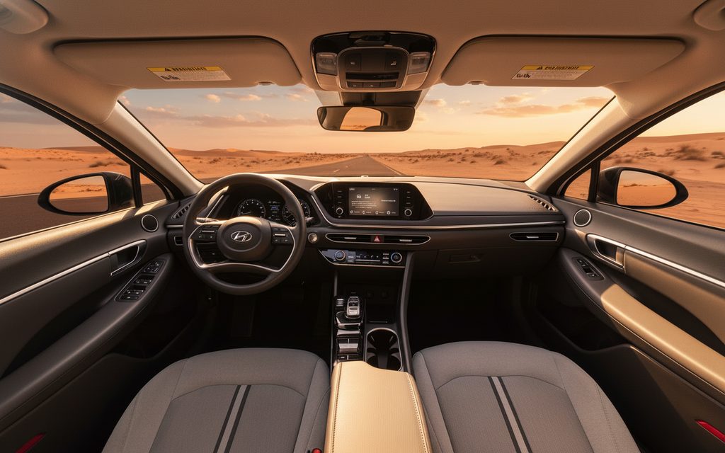 Hyundai Sonata 2020 interior view showing trim – rental in Dubai