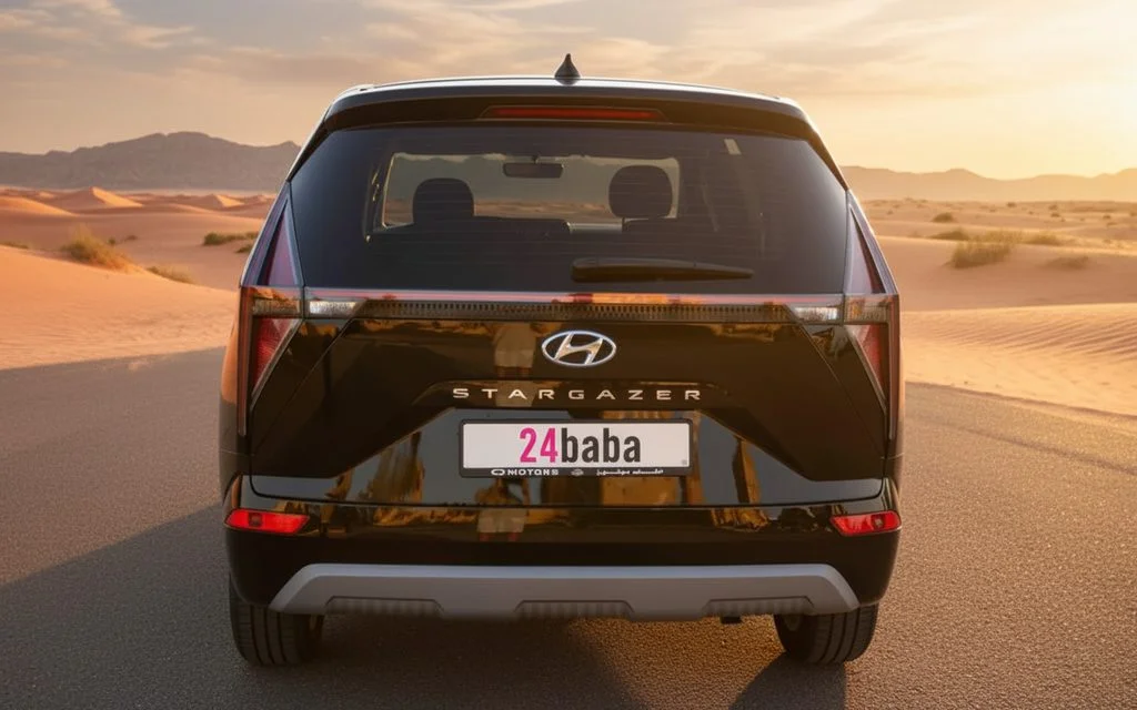 Hyundai Stargazer 2025 Black rear view showing taillights – rental in Dubai
