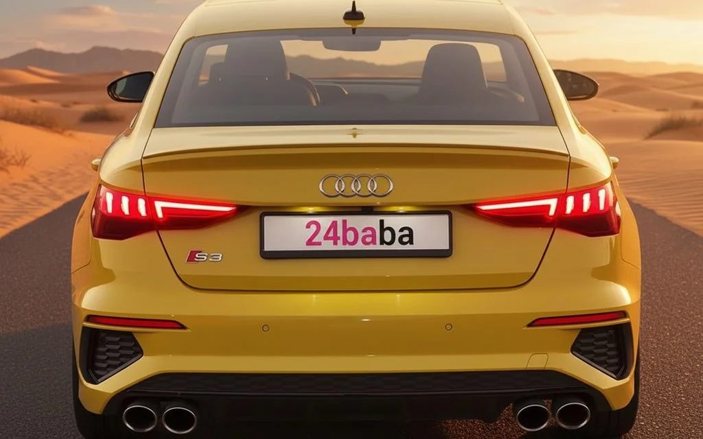 Audi S3 2021 Yellow rear view showing taillights – rental in Dubai