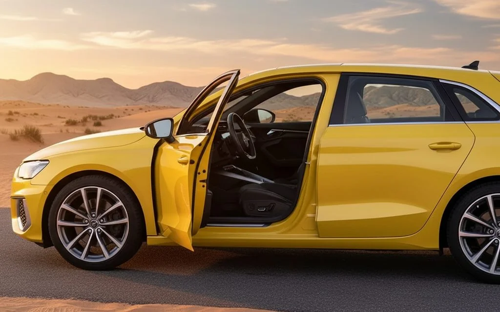 Audi S3 2021 Yellow side profile – rental in Dubai