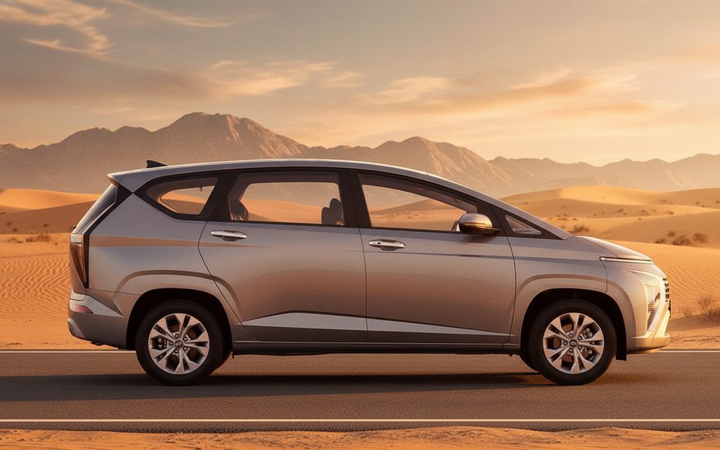 Hyundai Stargazer 2025 Grey side profile – rental in Dubai