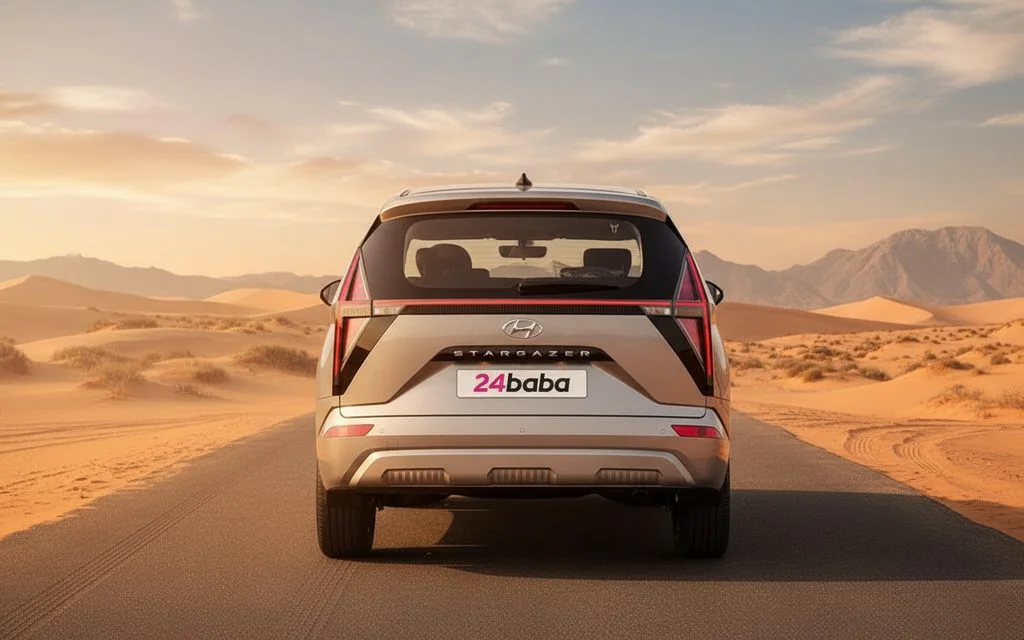 Hyundai Stargazer 2025 Grey rear view showing taillights – rental in Dubai