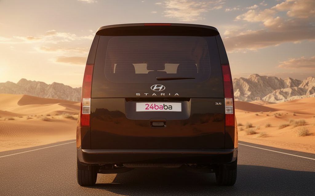 Hyundai Staria 2023 Black rear view showing taillights – rental in Dubai