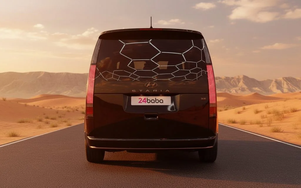 Hyundai Staria 2023 Black rear view showing taillights – rental in Dubai
