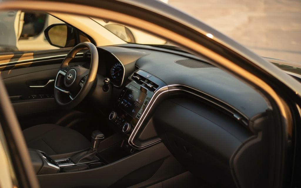 Hyundai Tucson 2022 interior view showing trim – rental in Dubai