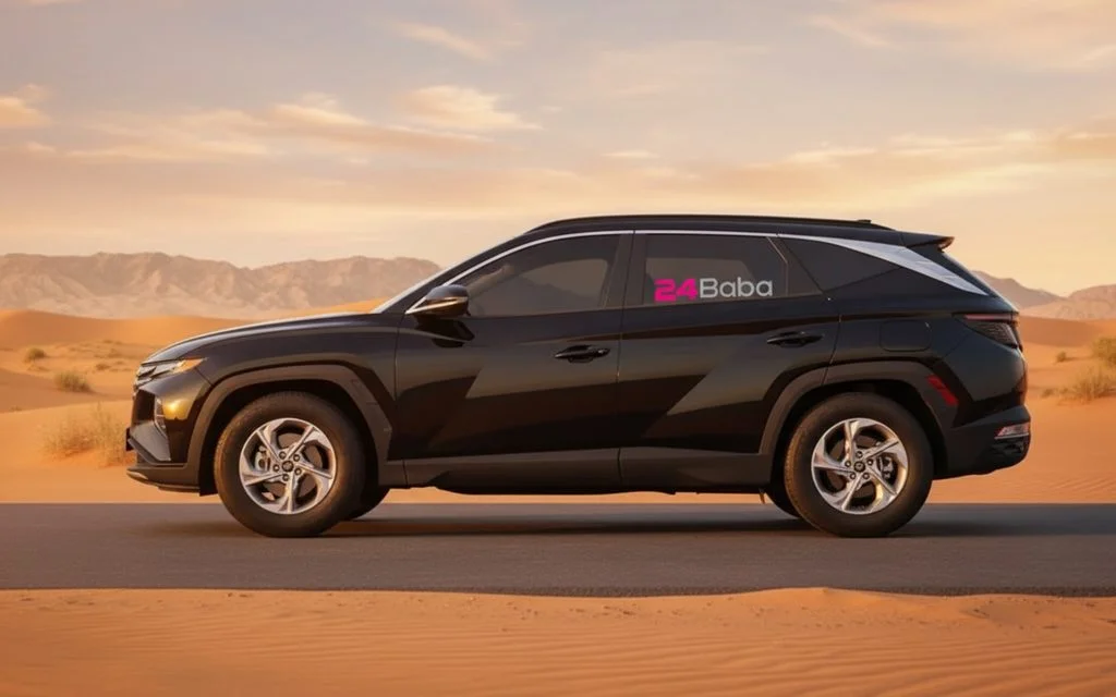 Hyundai Tucson 2022 Black side profile – rental in Dubai