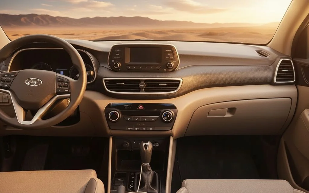 Hyundai Tucson 2021 interior view showing trim – rental in Dubai