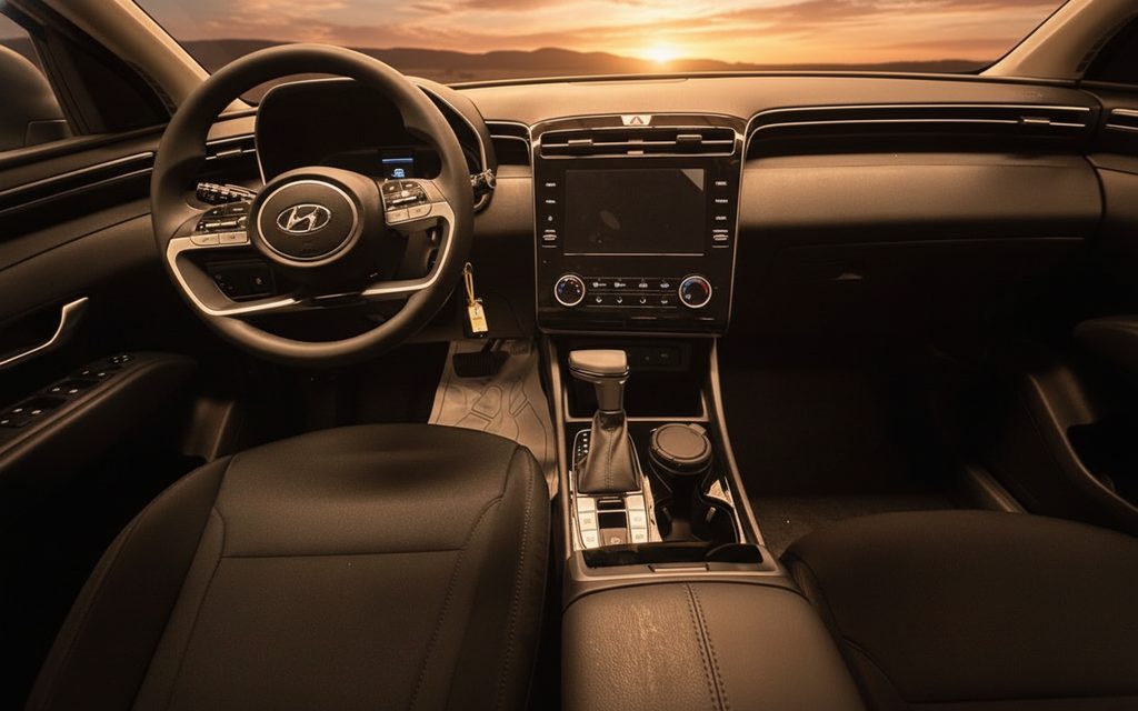 Hyundai Tucson 2022 interior view showing trim – rental in Dubai