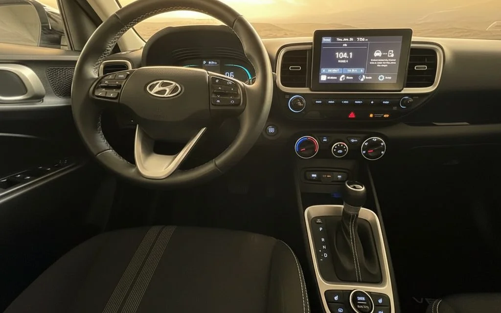 Hyundai Venue 2023 interior view showing trim – rental in Dubai