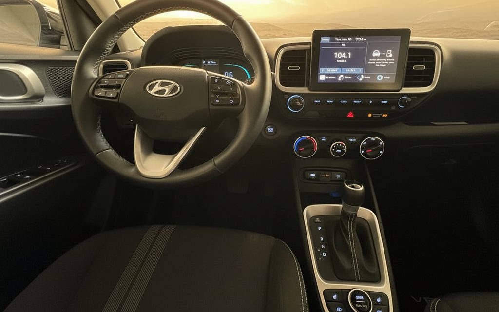 Hyundai Venue 2023 interior view showing trim – rental in Dubai