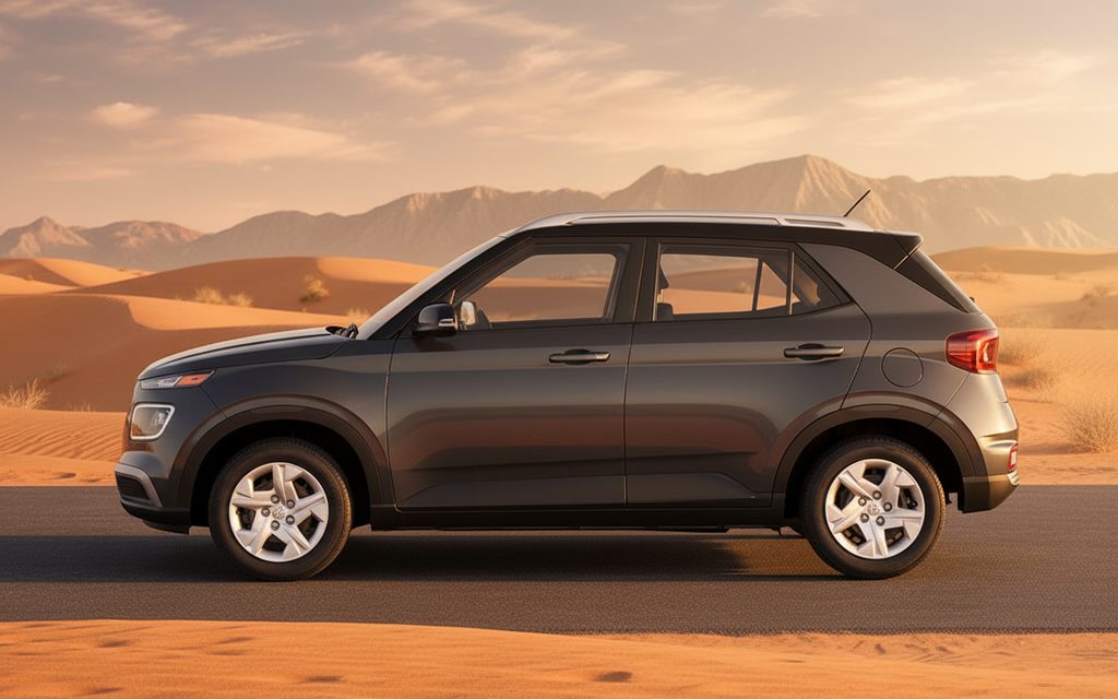 Hyundai Venue 2023 Grey side profile – rental in Dubai