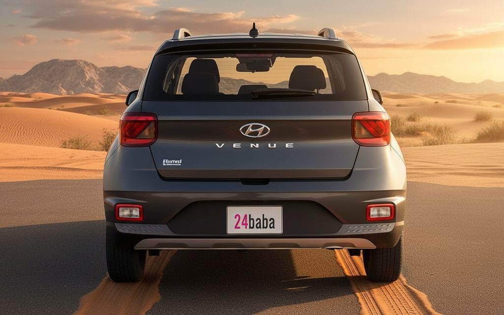 Hyundai Venue 2023 Grey rear view showing taillights – rental in Dubai