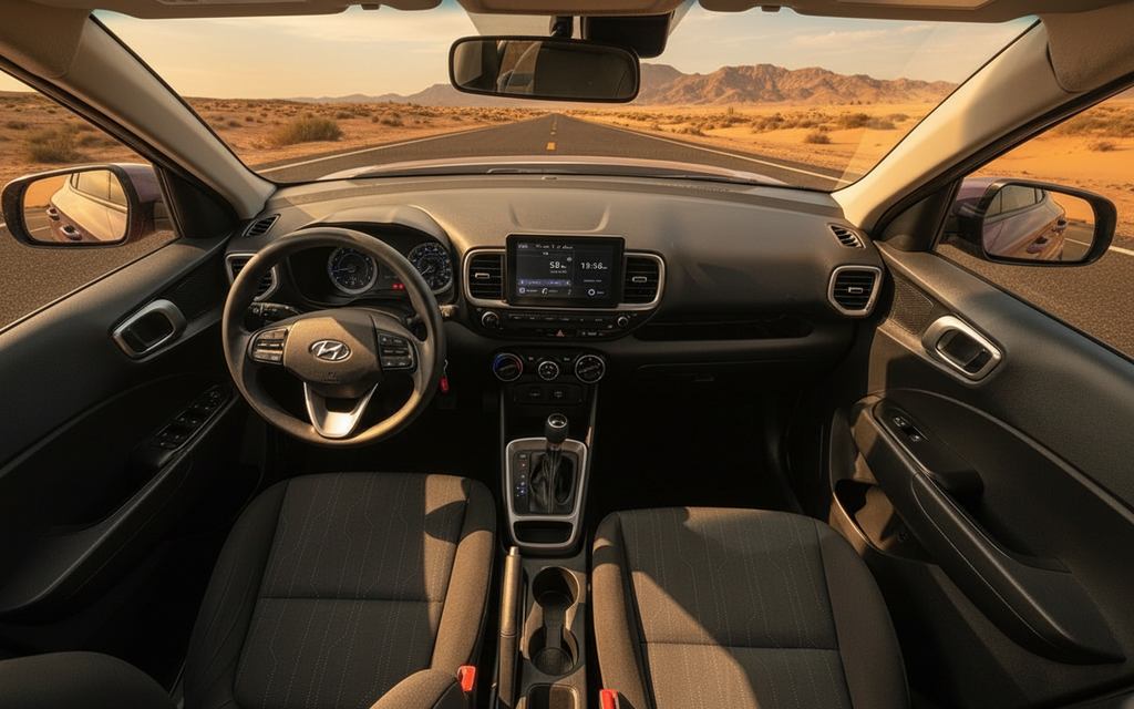 Hyundai Venue 2022 interior view showing trim – rental in Dubai