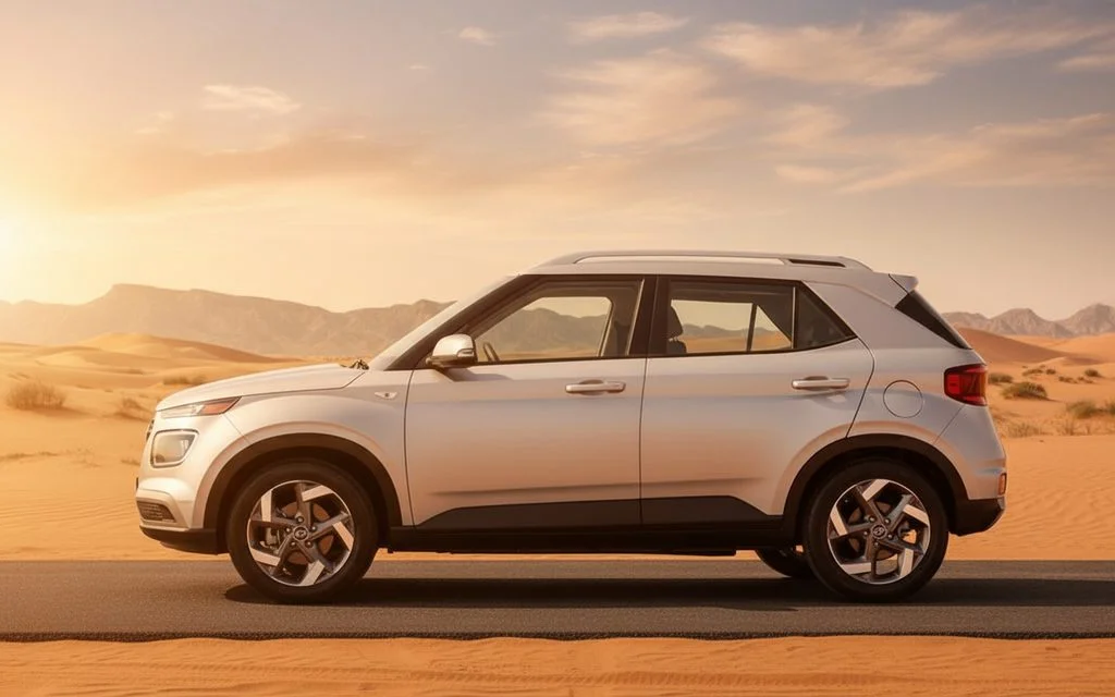 Hyundai Venue 2022 Silver side profile – rental in Dubai