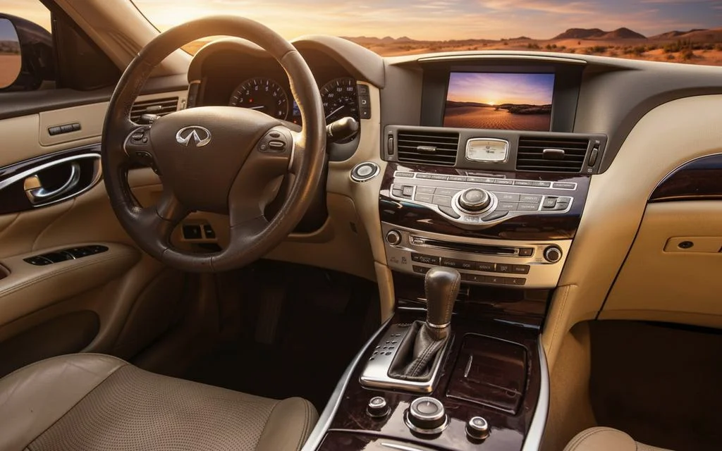 Infiniti Q70 2025 interior view showing trim – rental in Dubai