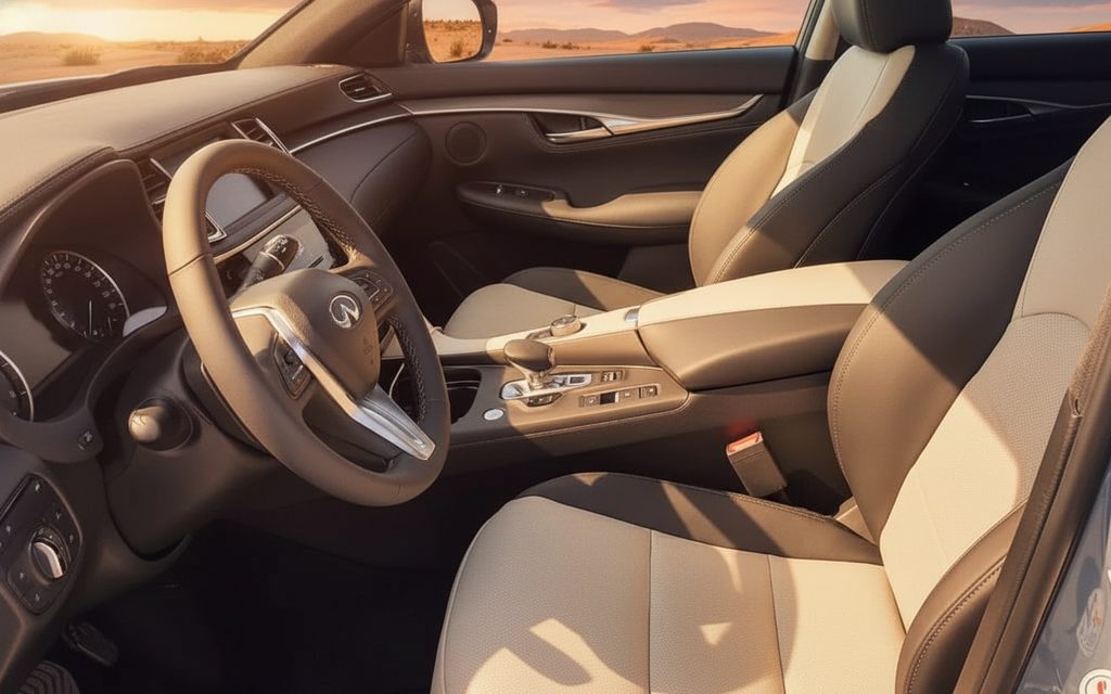 Infiniti Qx55 2023 interior view showing trim – rental in Dubai