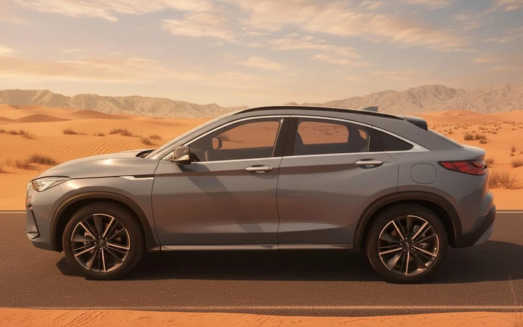 Infiniti Qx55 2023 Blue side profile – rental in Dubai