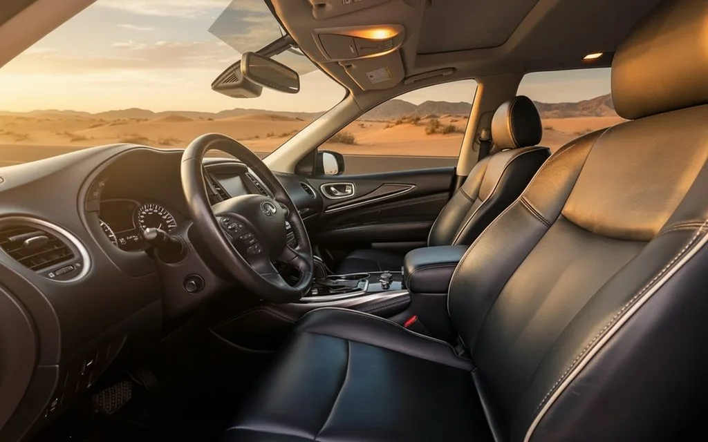 Infiniti Qx60 2021 interior view showing trim – rental in Dubai