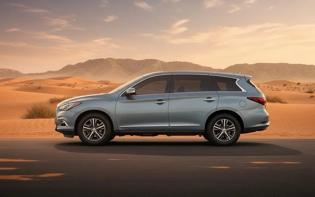 Infiniti Qx60 2021 Blue side profile – rental in Dubai