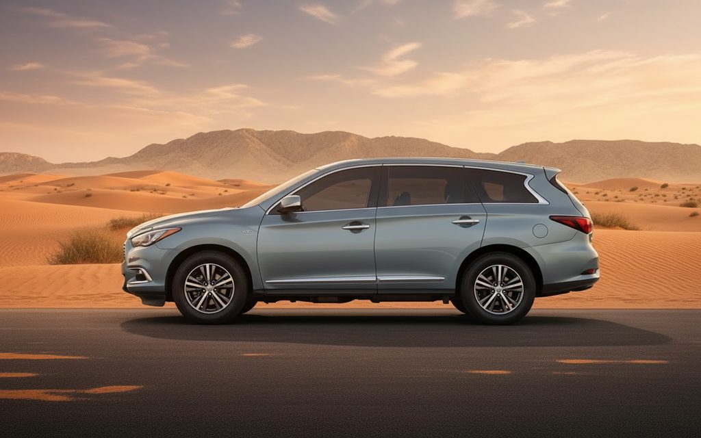 Infiniti Qx60 2021 Blue side profile – rental in Dubai