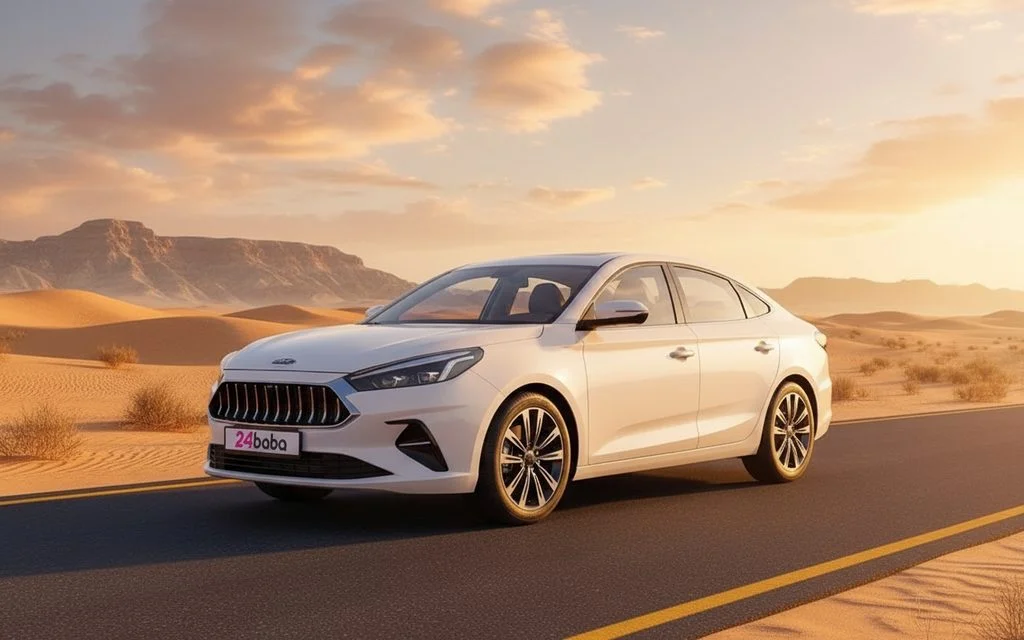 Jac J7 2023 White front view with headlights – rental in Dubai