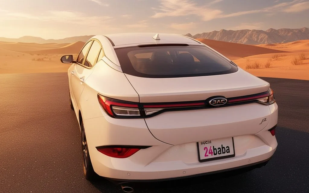 Jac J7 2023 White rear view showing taillights – rental in Dubai