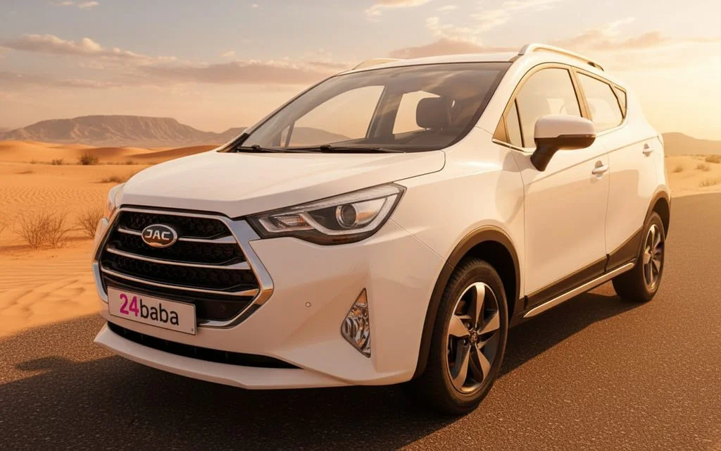 Jac S3 2023 White front view with headlights – rental in Dubai