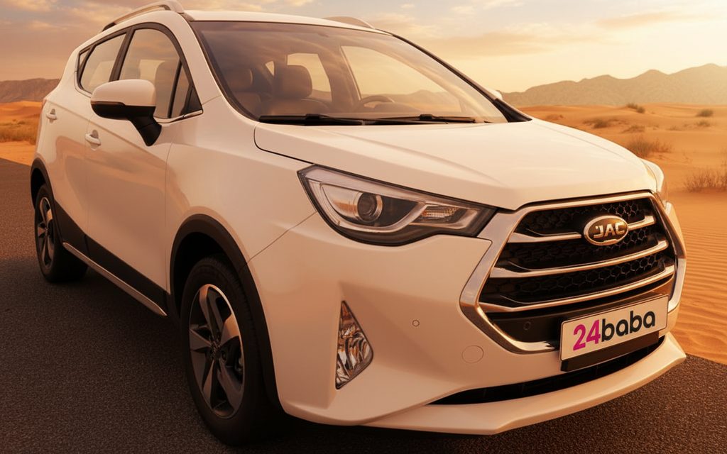Jac S3 2023 White front view with headlights – rental in Dubai