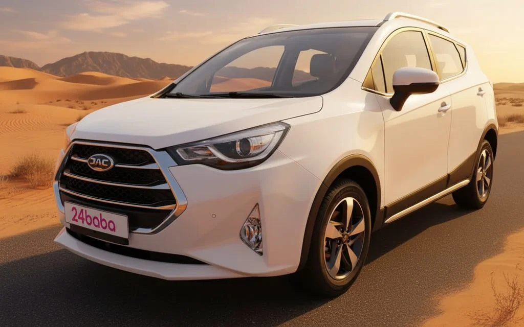 Jac S3 2023 White front view with headlights – rental in Dubai