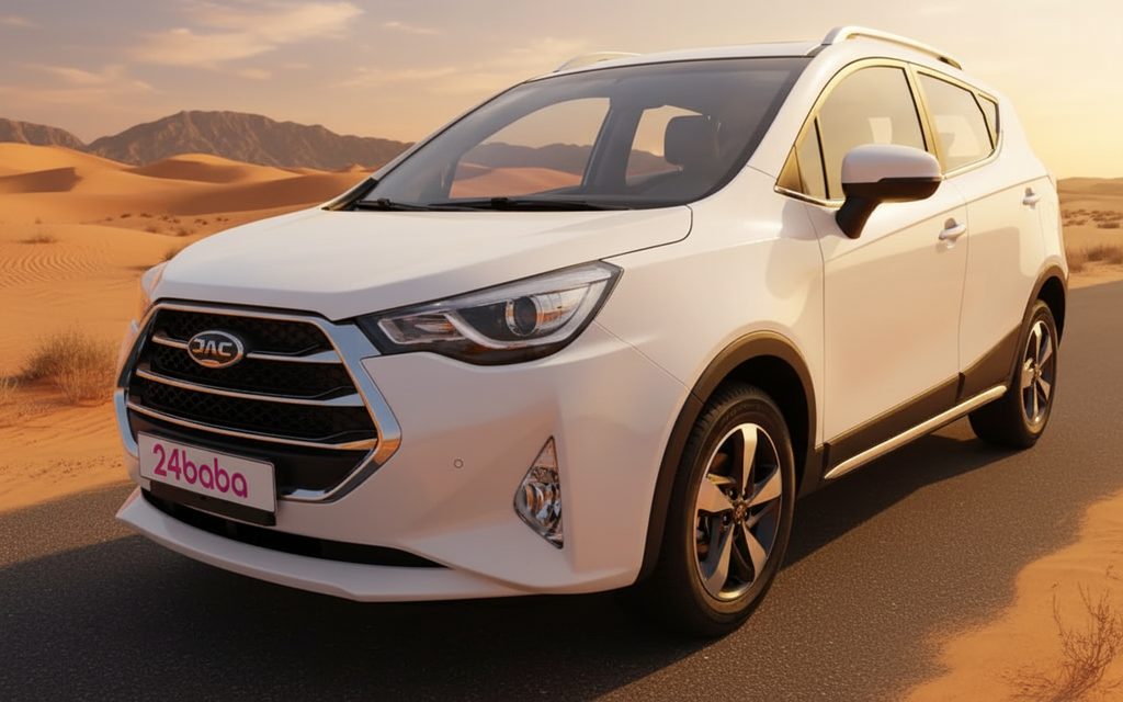 Jac S3 2023 White front view with headlights – rental in Dubai