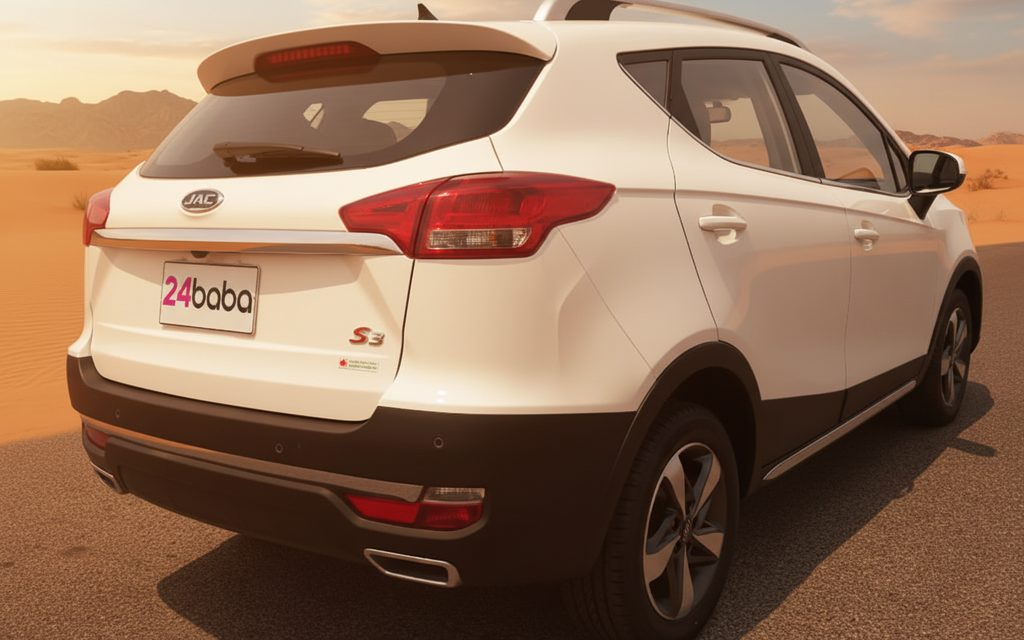 Jac S3 2023 White rear view showing taillights – rental in Dubai