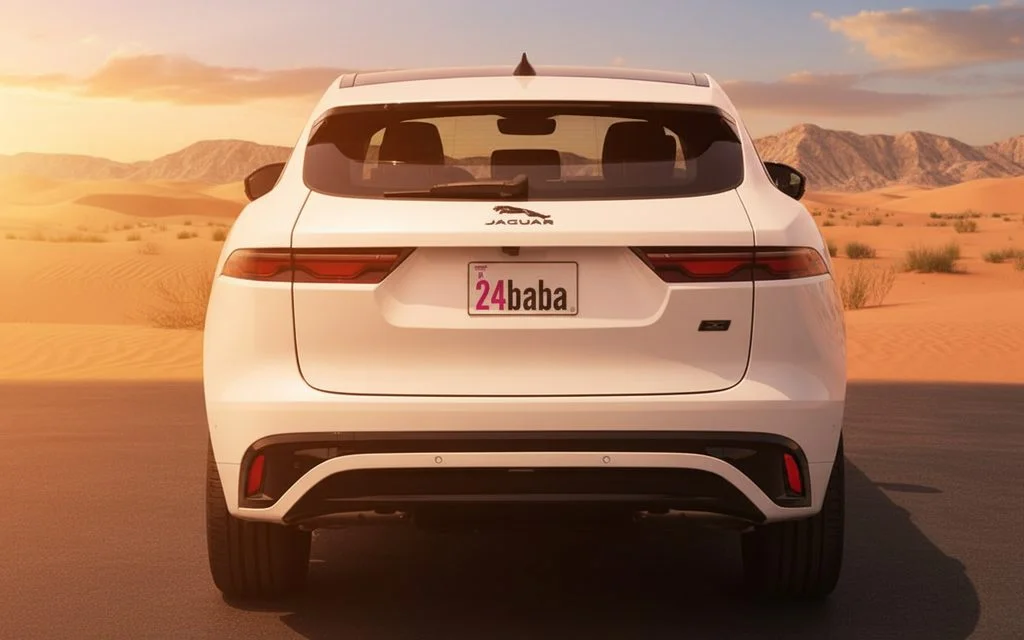 Jaguar F Pace 2025 White rear view showing taillights – rental in Dubai