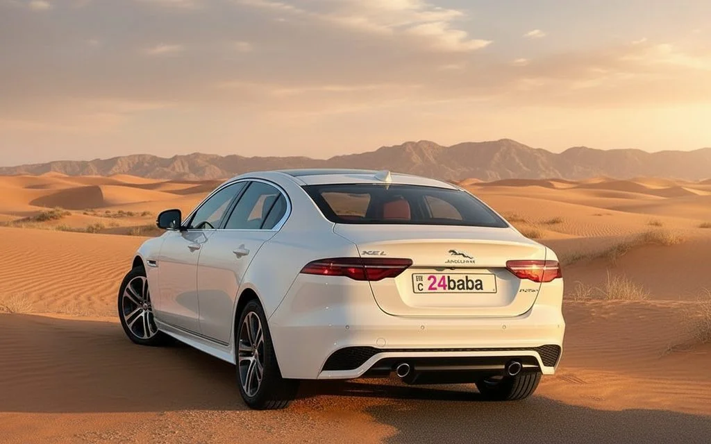 Jaguar Xe 2024 White rear view showing taillights – rental in Dubai