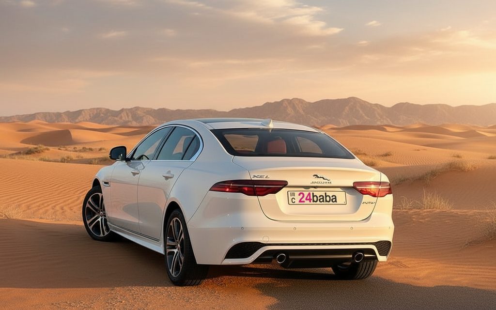 Jaguar Xe 2024 White rear view showing taillights – rental in Dubai