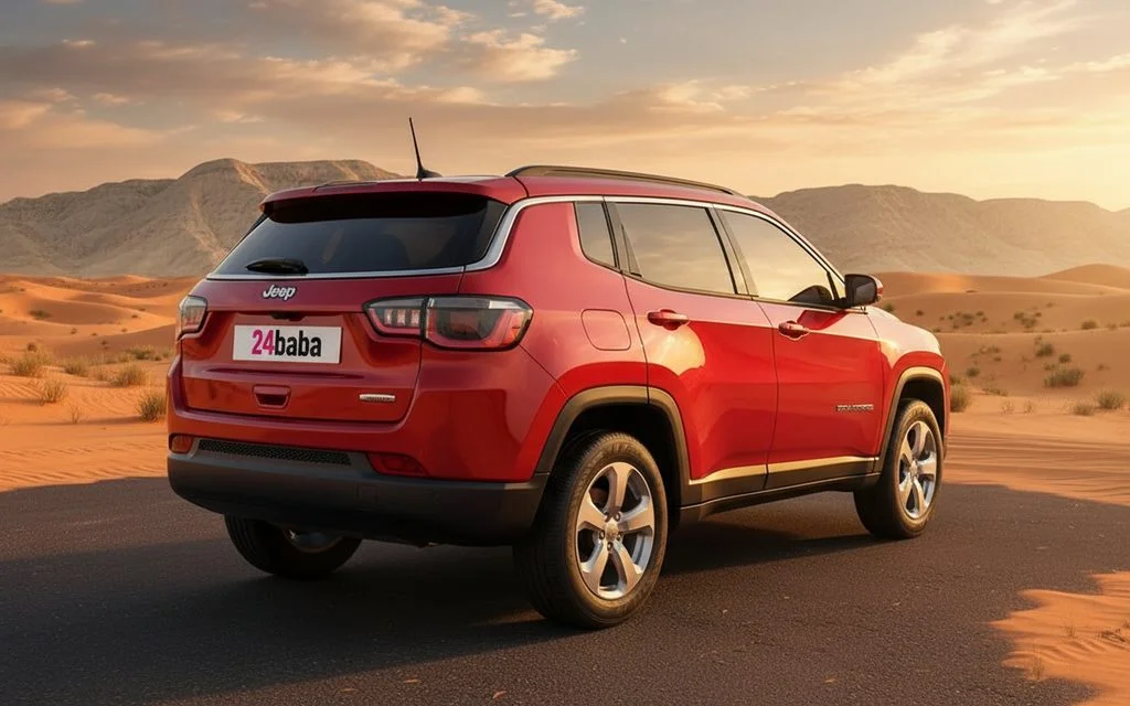 Jeep Compass 2020 Red rear view showing taillights – rental in Dubai