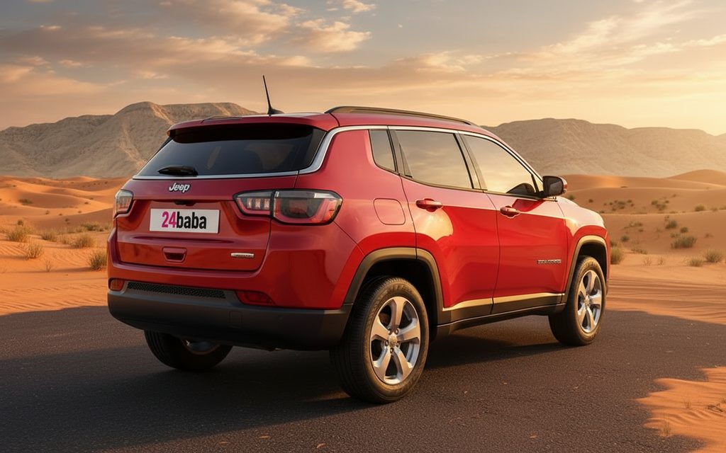 Jeep Compass 2020 Red rear view showing taillights – rental in Dubai