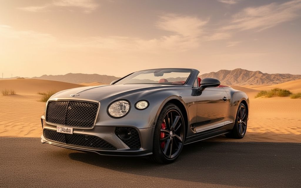 Bentley ContinentalGt Gtc 2022 Grey front view with headlights – rental in Dubai