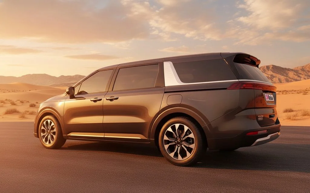 Kia Carnival 2023 Dark Gray side profile – rental in Dubai