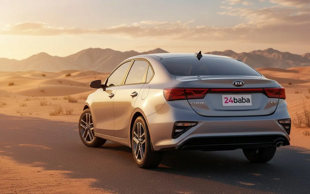 Kia Forte 2021 Silver rear view showing taillights – rental in Dubai