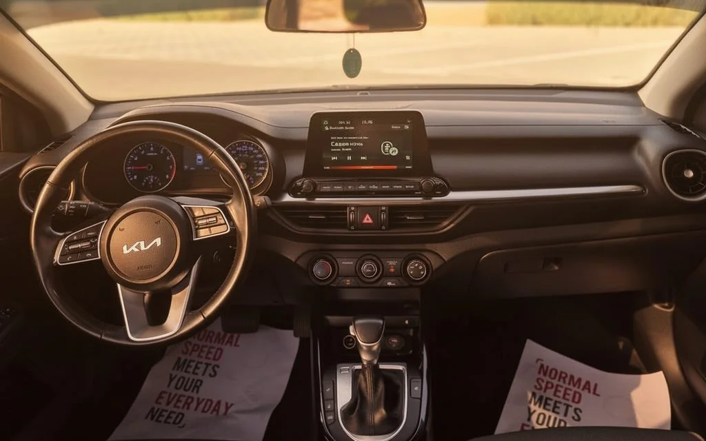 Kia Forte 2021 dashboard and infotainment – rental in Dubai